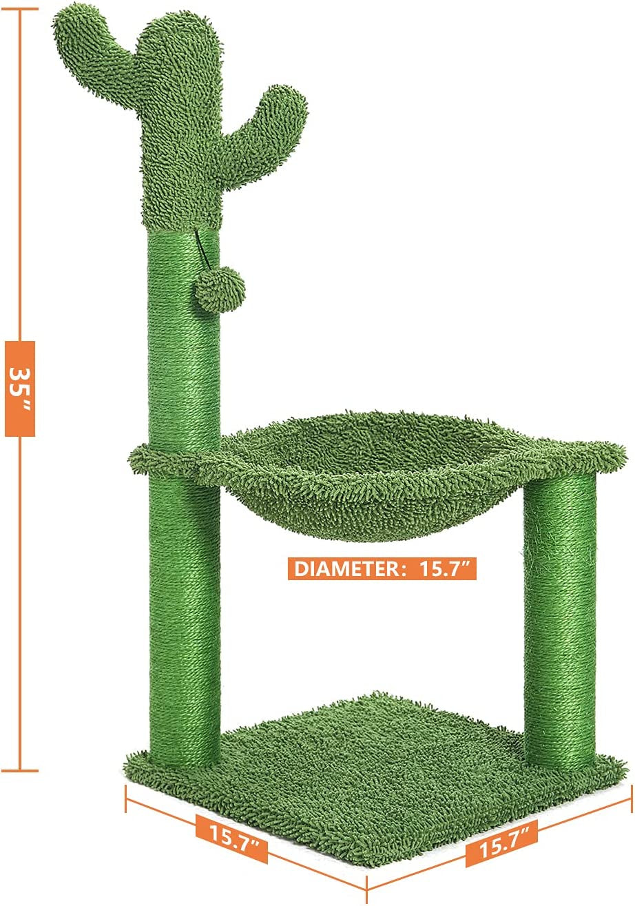 35 Inches Cactus Cat Tree with Hammock 