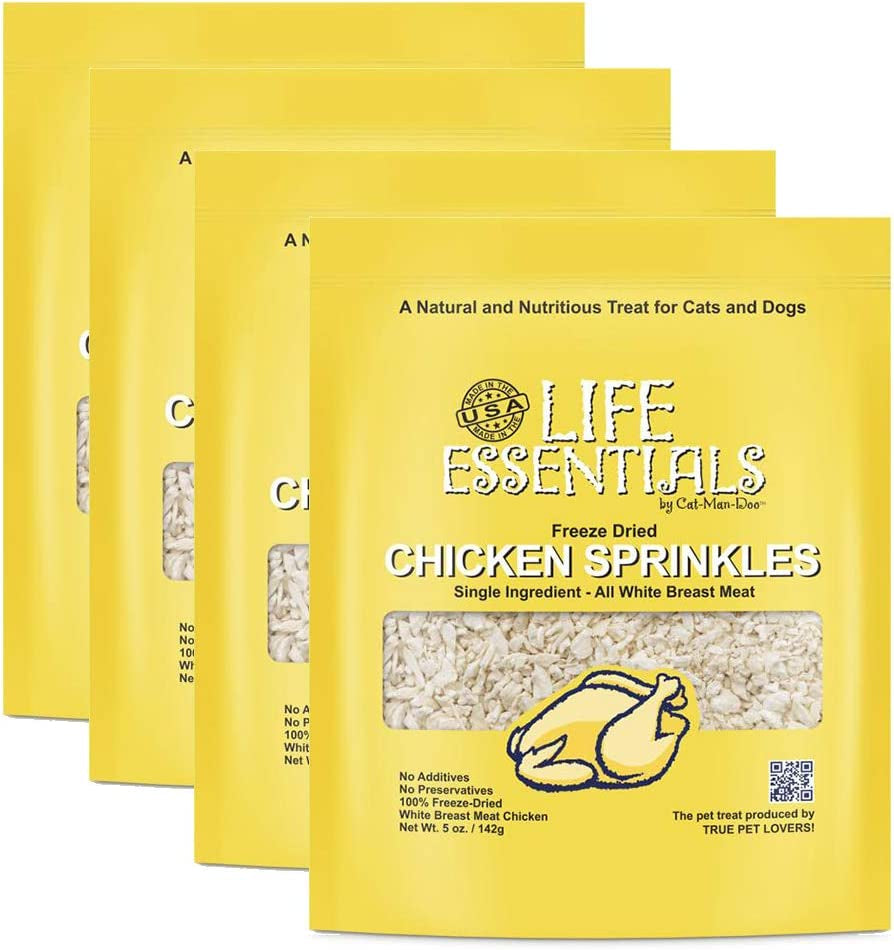 All Natural Freeze Dried Chicken Crushed Sprinkles Powder for Dogs & Cats - No Fillers, Preservatives, or Additives - No Grain Tasty Treat -Made in USA (4 Pack)