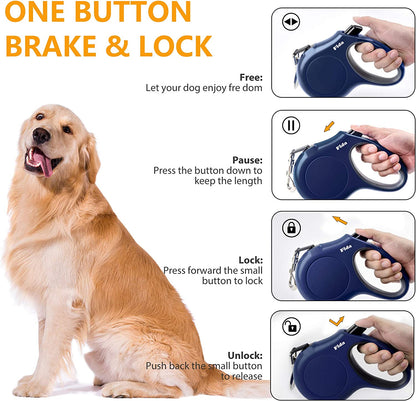 Retractable Dog Leash w/Dispenser and Poop Bags