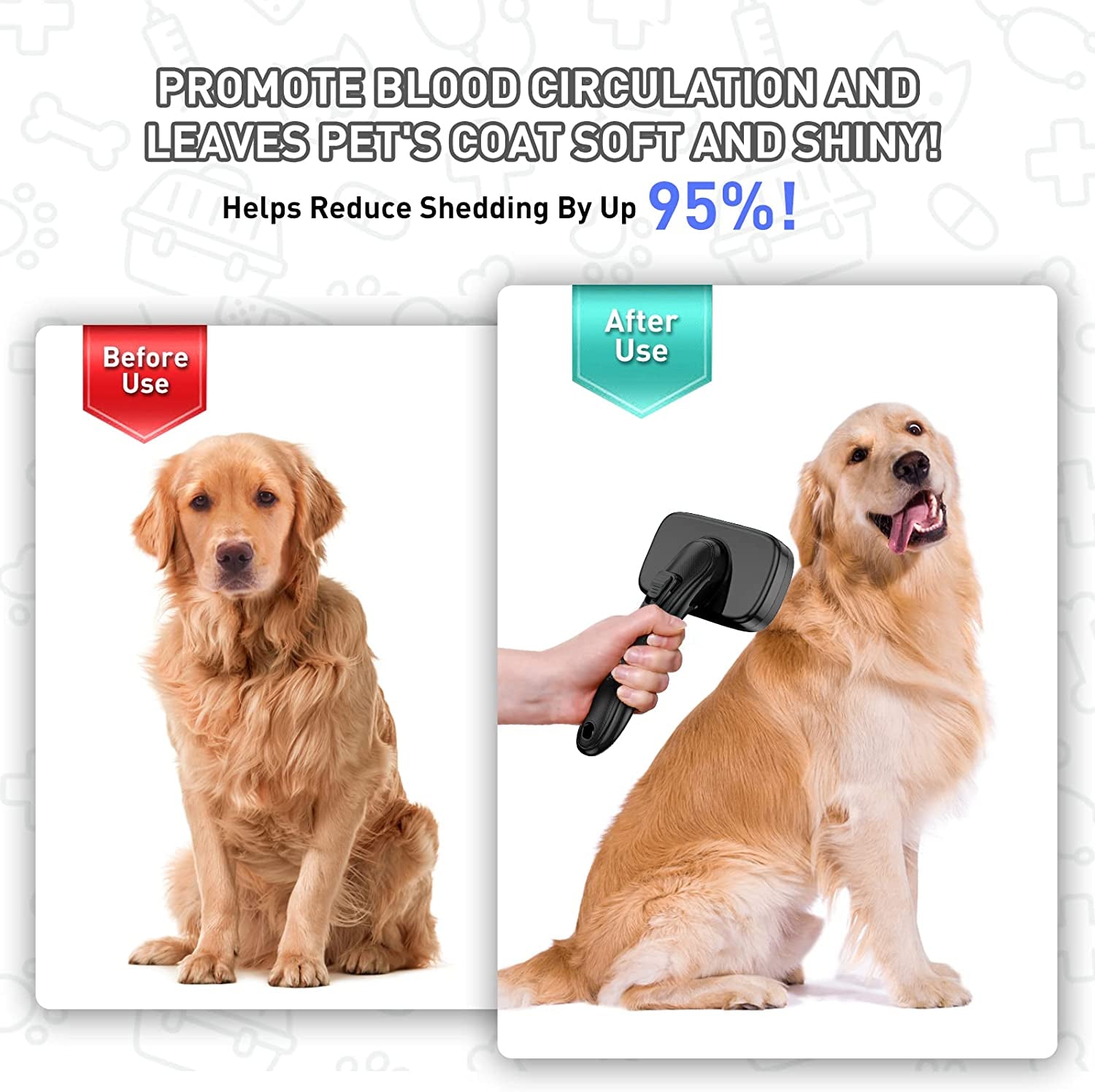 Professional title: "Professional Pet Grooming Brush for Long & Short Haired Dogs and Cats, Self Cleaning Slicker Brush for Curly and Straight Hair, Effective Fur Removal, Detangling, and Mat Prevention, Black"